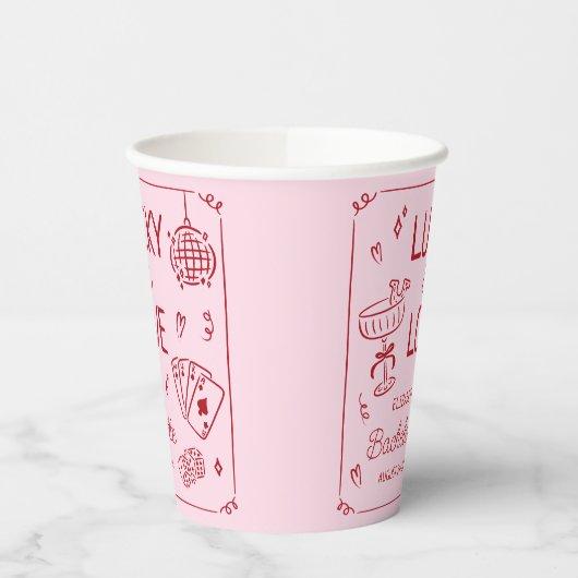 Lucky in Love grillige hand getrokken Bachelorette Papieren Bekers (Links)