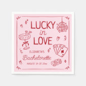Lucky in Love grillige hand getrokken Bachelorette Servet (Voorkant)