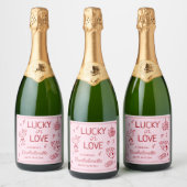Lucky in Love grillige hand getrokken Bachelorette Sparkling Wijnetiket (Flessen)