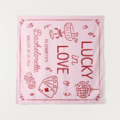 Lucky in Love grillige hand getrokken Bachelorette Wandkleed (Voorkant (horizontaal))