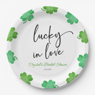 Lucky In Love Groene Shamrock Klavers Vrijgezellen Papieren Bordje