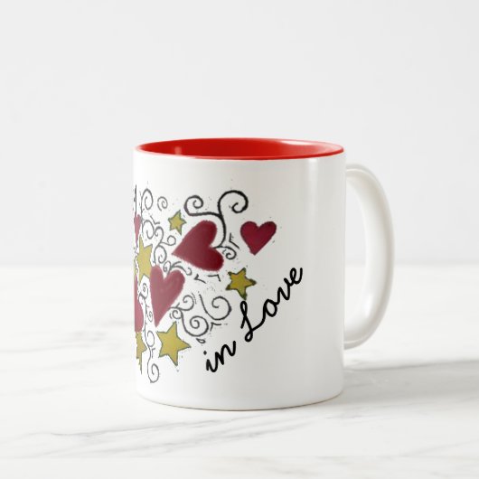 Lucky in Love Hearts and Stars Valentijnsdag Mok (Voorkant rechts)