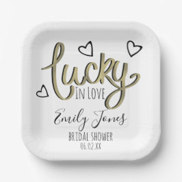 Lucky in Love Hearts Bridal Shower Papieren Bordje