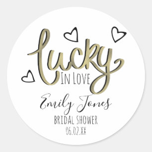 Lucky in Love Hearts Bruiloftsfeest Ronde Sticker