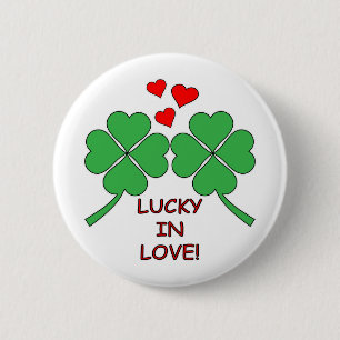 Lucky in Love Hearts Clover Ronde Button 5,7 Cm