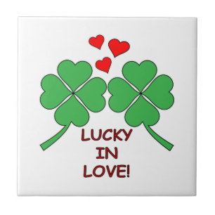 Lucky in Love Hearts Clover Tegeltje