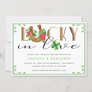 Lucky In Love Hoefijzer en Shamrock Save The Date