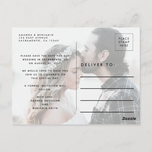 Lucky In Love Hoefijzer en Shamrock slaan de datum Briefkaart (Achterkant)