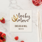 Lucky in Love Hoefijzer Personalized Servet (Insitu)