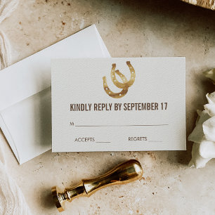 Lucky in Love Hoefijzer Wedding RSVP Response Kaar Kaartje