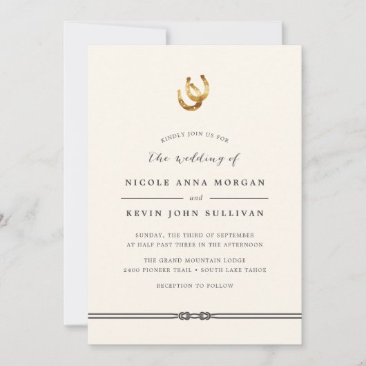 Lucky in Love | Horseshoe Faire-part de mariage (Devant)