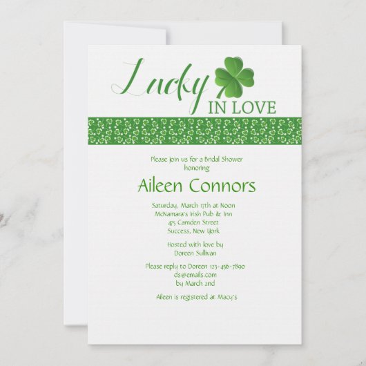 Lucky in Love Invitation à la douche nuptiale (Devant)