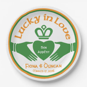 Lucky in Love Irish Claddagh Wedding Papieren Bordje