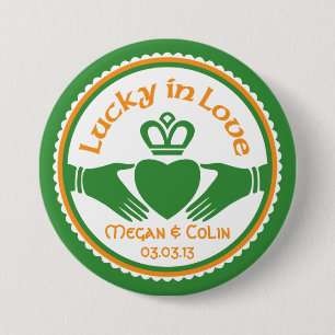 Lucky in Love Irish Claddagh Wedding Ronde Button 7,6 Cm