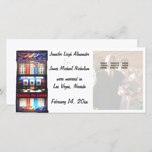 Lucky in Love Las Vegas Mariage Faire-part (Devant / Derrière)