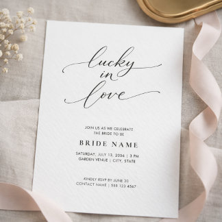 Lucky in Love | Modern Minimalist Bridal Shower Kaart