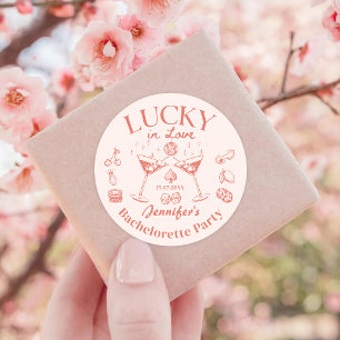 Lucky In Love Peach Cocktail Bachelorette Party Ronde Sticker