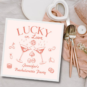 Lucky In Love Peach Cocktails Bachelorette Party Servet