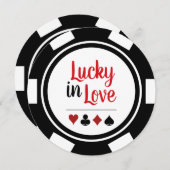 Lucky in Love Poker Chip Black White Weddenschap Kaart (Voorkant / Achterkant)
