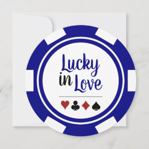 Lucky In Love Poker Chip Blue Las Vegas Wedding Kaart