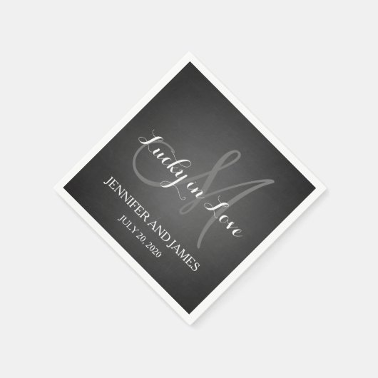 Lucky in Love Rustieke Trouwpapier Servetten (Hoek)