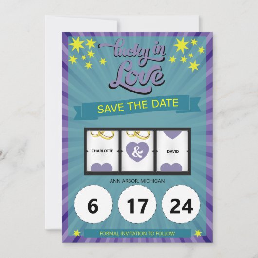 Lucky in Love Save the Date Mariage Faire-part (Devant)