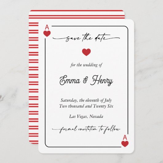 Lucky in Love Save the Date Uitnodiging (Voorkant / Achterkant)