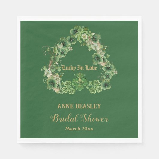 Lucky in Love Shamrock Green Gold Vrijgezellenfees Servet (Voorkant)