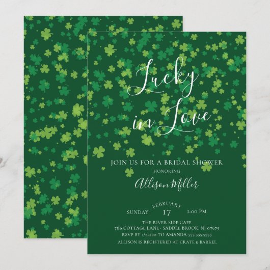 Lucky in Love Shamrock Vrijgezellenfeest Kaart (Voorkant / Achterkant)