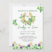 Lucky in Love Shamrocks en Clover Couples Douche Kaart (Voorkant)