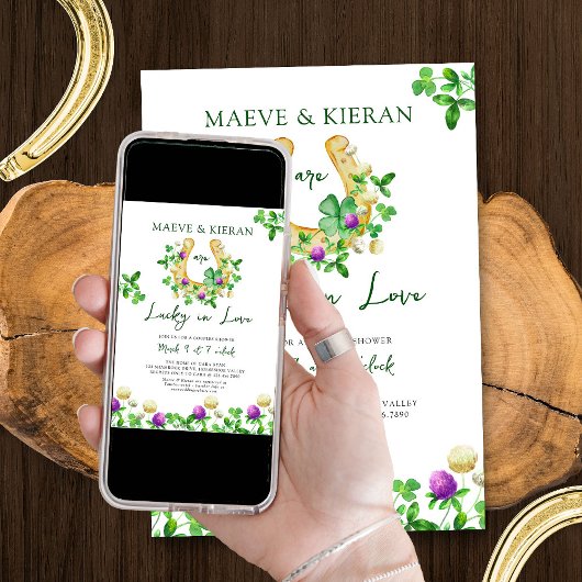 Lucky in Love Shamrocks en Clover Couples Douche Kaart