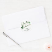 Lucky in Love St. Patrick's Bruiloftsborrel  Ronde Sticker (Envelop)