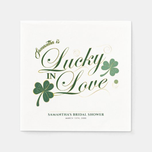 Lucky in Love St. Patrick's Bruiloftsfeest Servet (Voorkant)