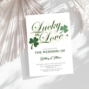 Lucky in Love St Patrick's Modern Wedding Kaart