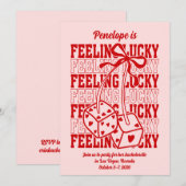 Lucky in Love Vegas Bachelorette Party Invitation (Devant / Derrière)