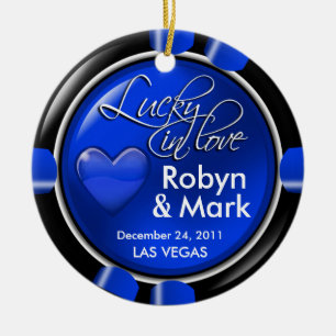 Lucky in Love Vegas Passen getrouwd Casino Chip Keramisch Ornament
