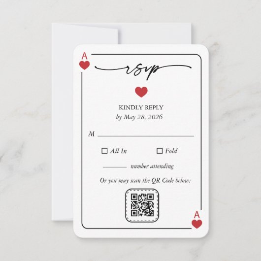 Lucky in Love Wedding Carte RSVP avec option QR (Devant)