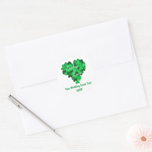 Lucky in Love Wedding Event Ronde Sticker (Envelop)