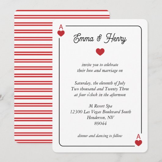 Lucky in Love Wedding Invitation Kaart (Voorkant / Achterkant)