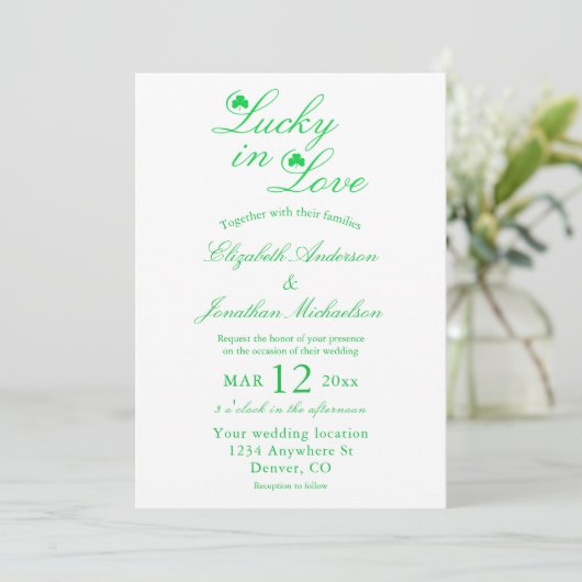Lucky in Love Wedding Kaart (Staand voorkant)