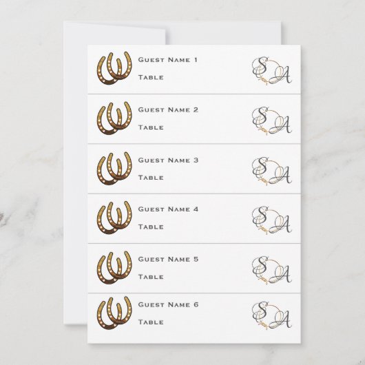 Lucky In Love Western Horseshoe Mariage Carte Plac (Devant)