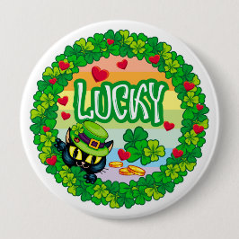 Lucky Irish Cat! Ronde Button 4,0 Cm