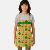 Lucky Irish Chef Personalized Gold Green Apron Schort (Insitu)