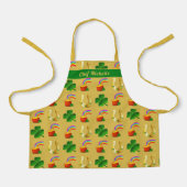 Lucky Irish Chef Personalized Gold Green Apron Schort (Voorkant)