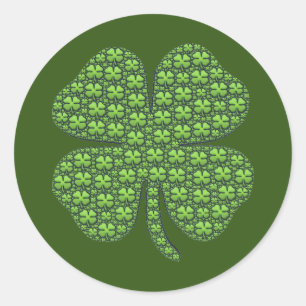 Lucky Irish Clover Donkergroen Ronde Sticker