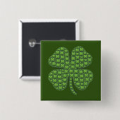 Lucky Irish Clover Donkergroen Vierkante Button 5,1 Cm (Voorkant /achterkant)
