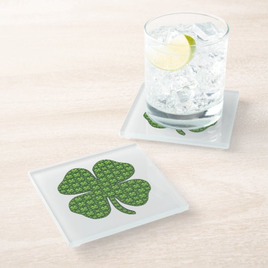 Lucky Irish Clover Glazen Onderzetter (Schuin)