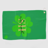 Lucky Irish Clover & Shamrock monogrammed / Golf Golfhanddoek (Horizontaal)