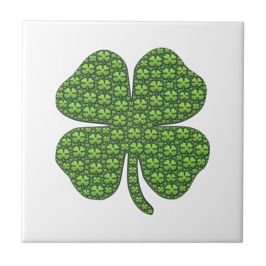 Lucky Irish Clover White Tegeltje (Voorkant)