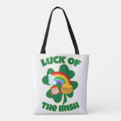 Lucky Irish Cute Shamrock Cartoon Tote Bag (Achterkant)